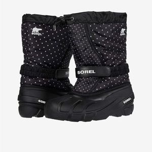 Sorel Black and White Kids Snow Boots